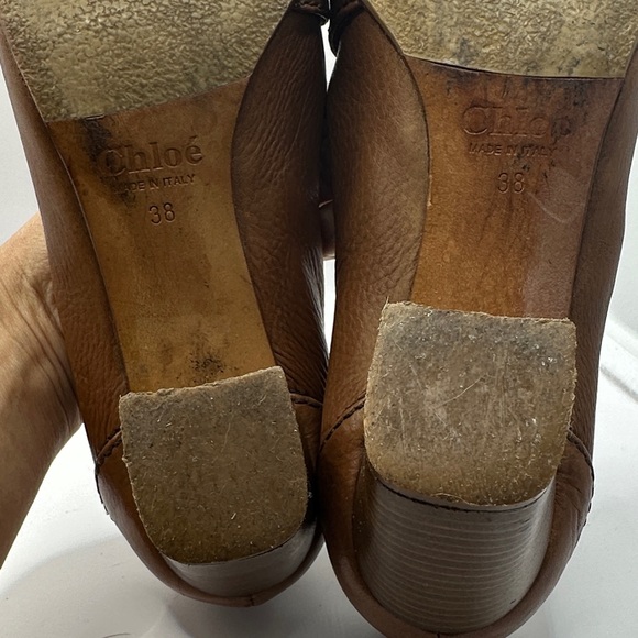 Chloe Brown Leather Loafer Heels, EU 38 US 7.5 - Picture 9 of 12